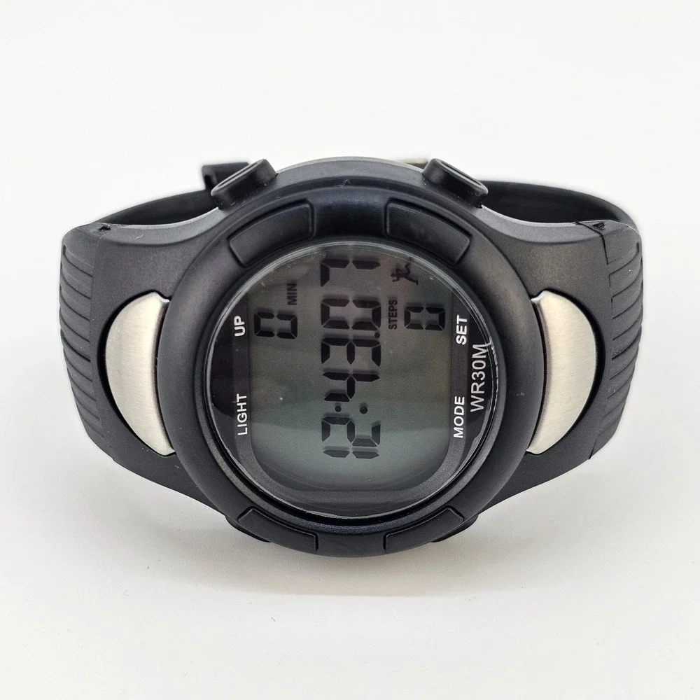Medline Watch Unisex Black Silver‎ Digital Heart Rate Monitor WR30M New Battery